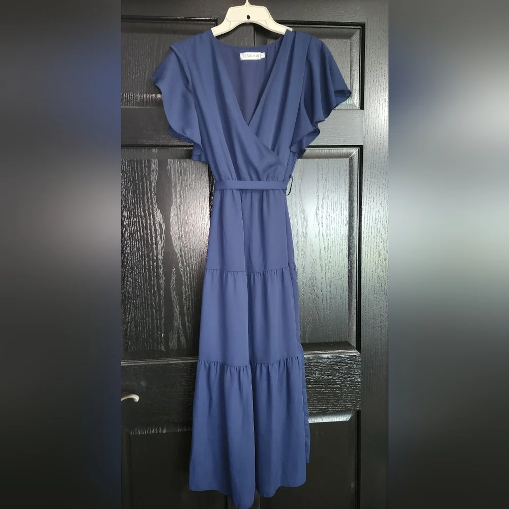 Temofon Dresses | Temofon Dress Size Small. Maxi. Blue | Color: Blue | Size: S | Natashajohns812'S Closet